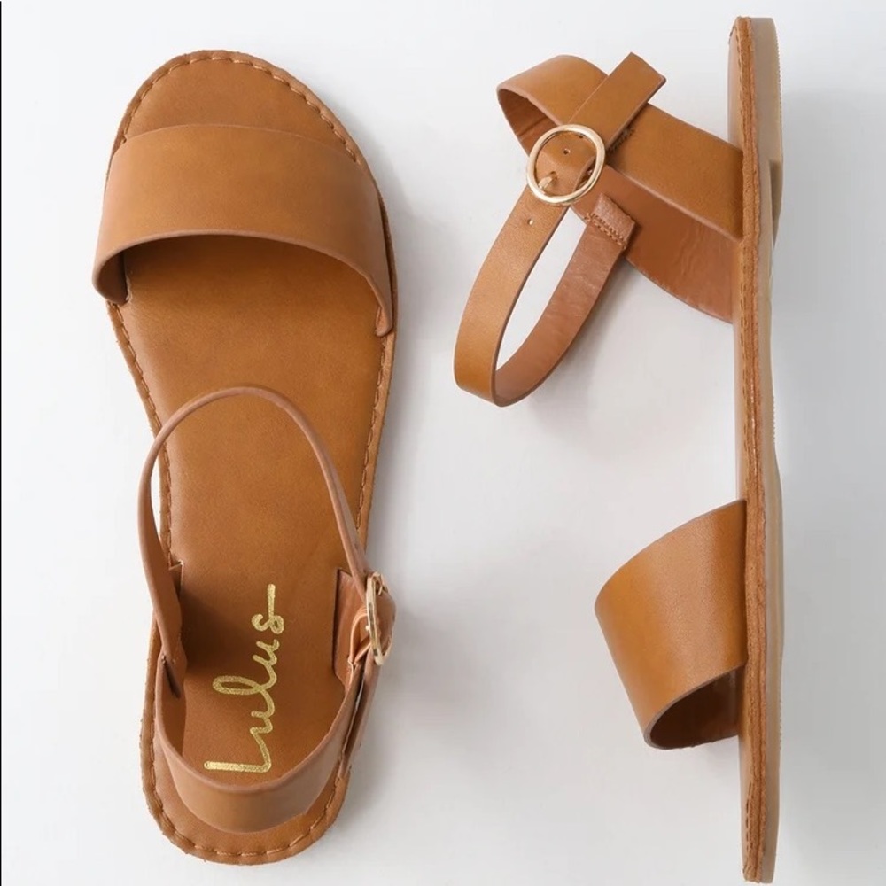 COPY - Lulus Hearts and Hashtags Tan Flat Sandals